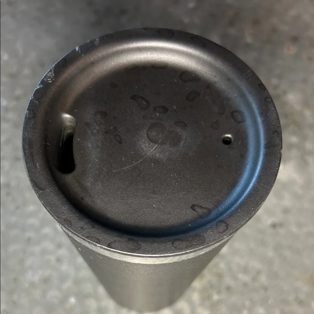 Hydro Flask Matte Black Tumbler with Silver Rim - Picture 3 of 6